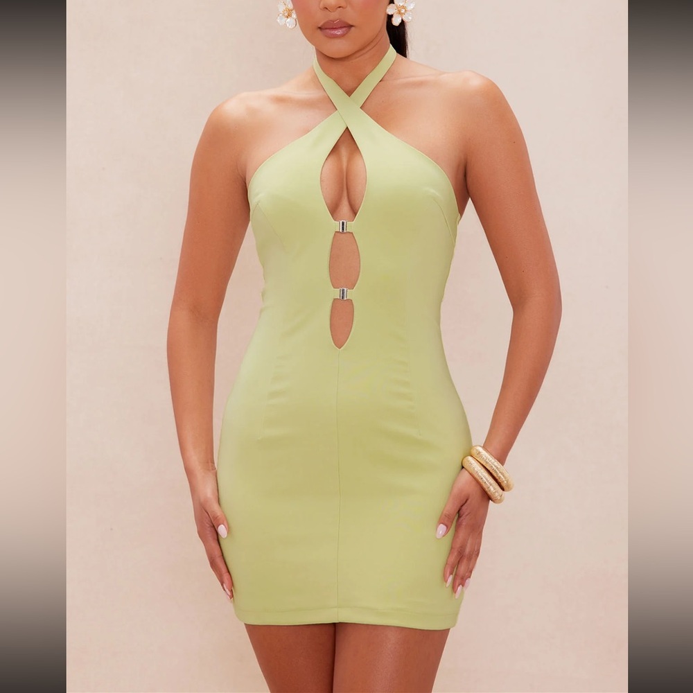 Green Cut Out Mini Dress